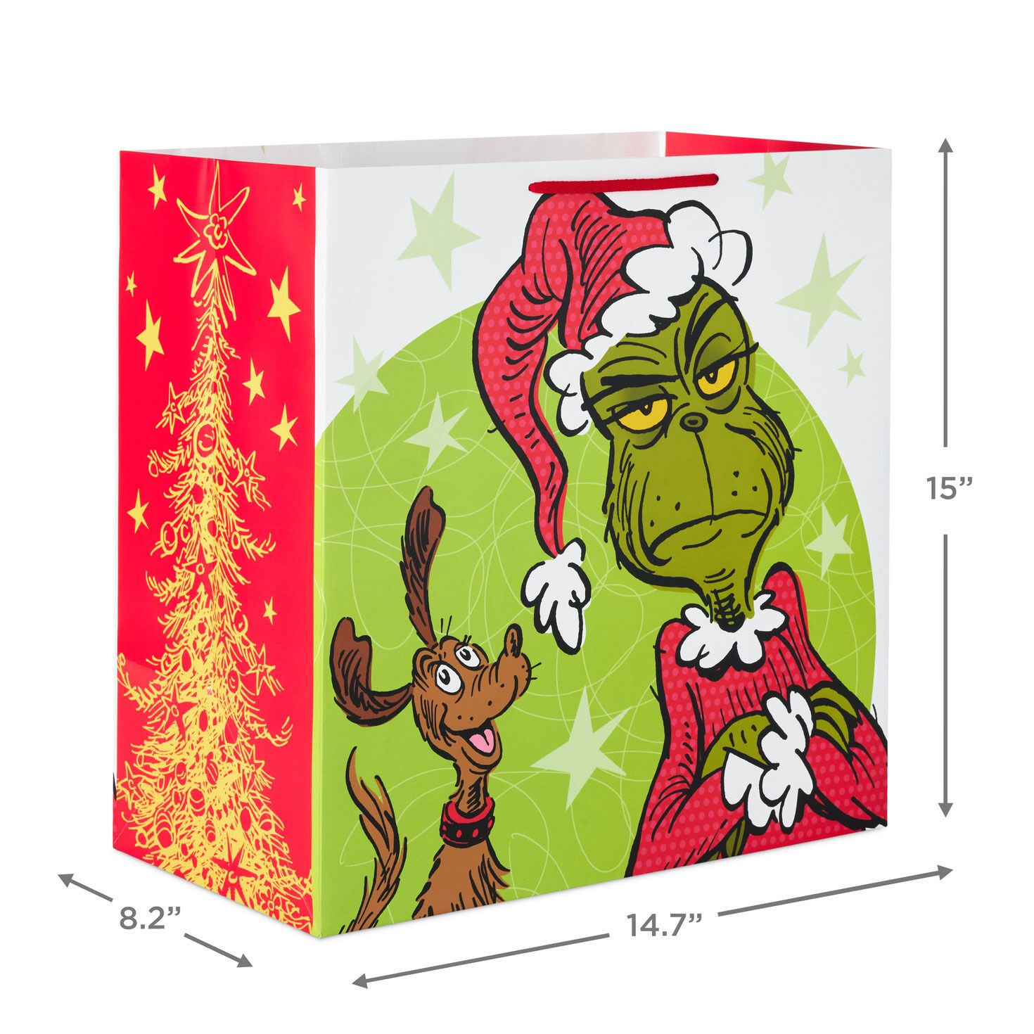 15" Dr. Seuss's How the Grinch Stole Christmas!™ Grimacing Grinch Extra-Deep Christmas Gift Bag for only USD 5.49 | Hallmark