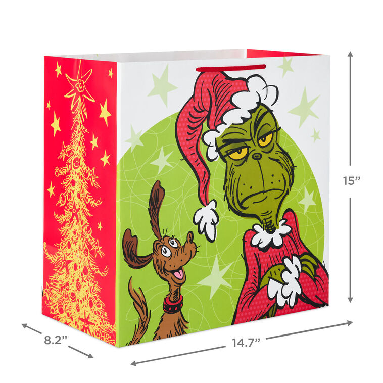 Grimacing Grinch Extra-Deep Christmas Gift Bag measurement image number 3