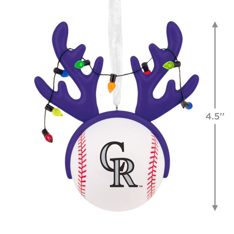 Rockies Reindeer Baseball Christmas Ornament measurement image number 3