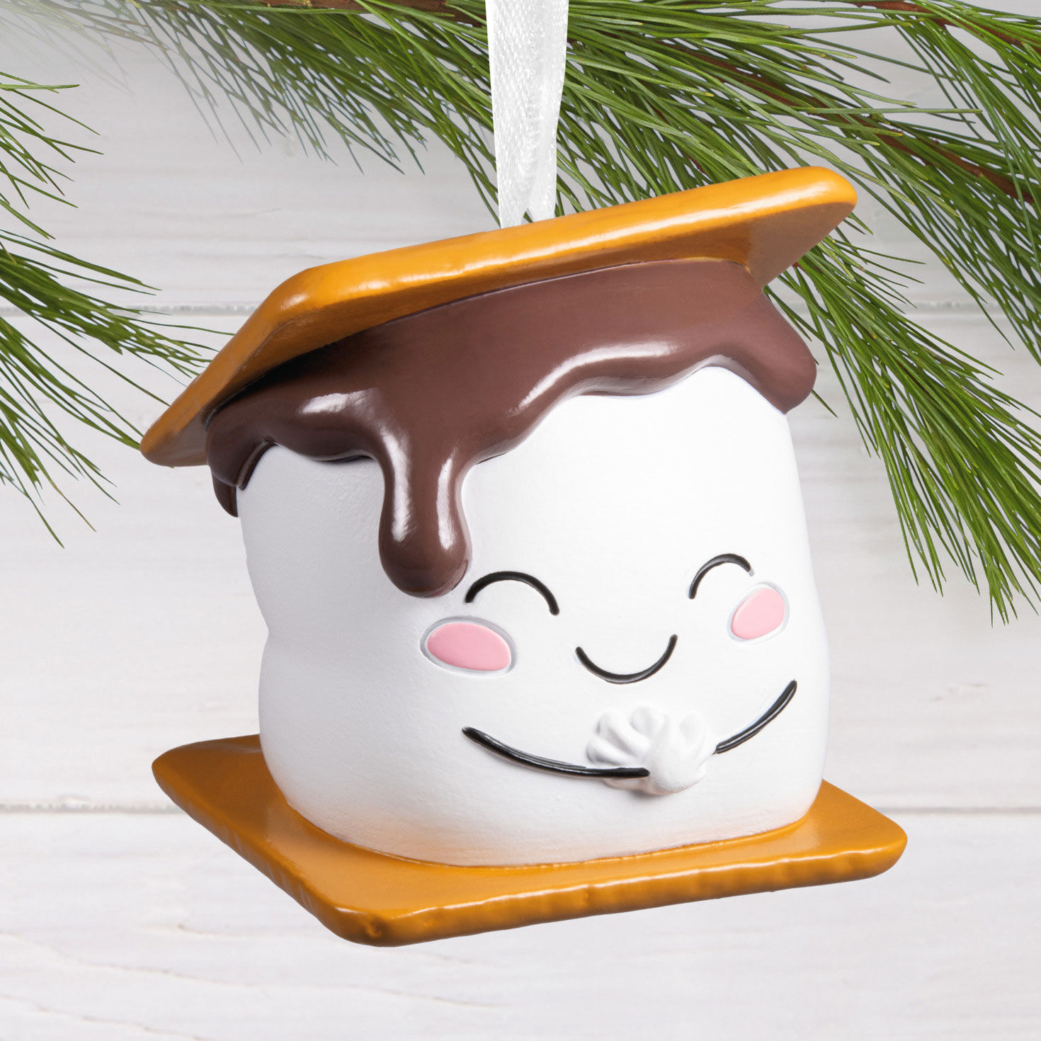 Smiling S'more Christmas Ornament hanging on tree image number 2