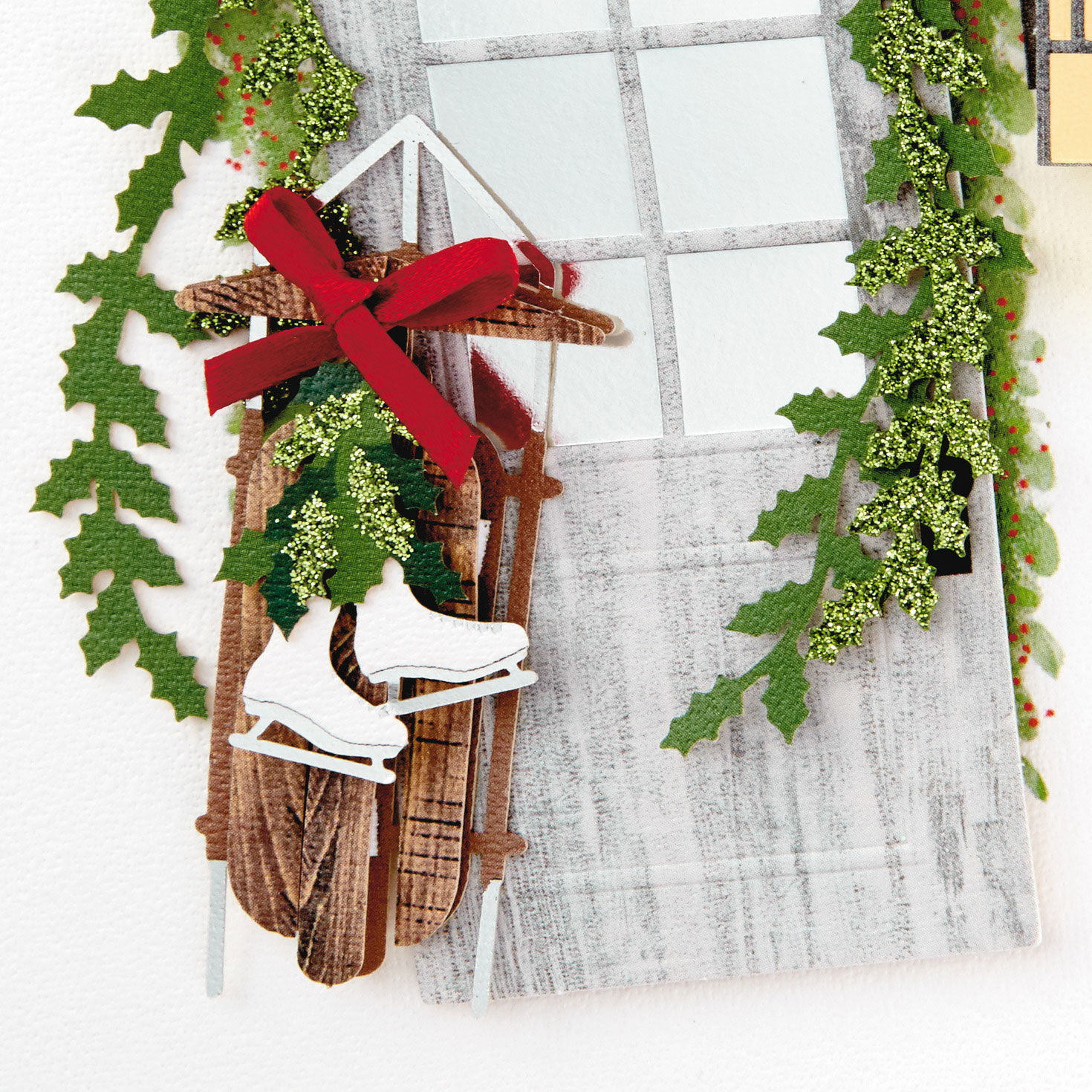 Wood Door With Sled and Ice Skates Boxed Christmas Cards, Pack of 8 for only USD 24.99 | Hallmark