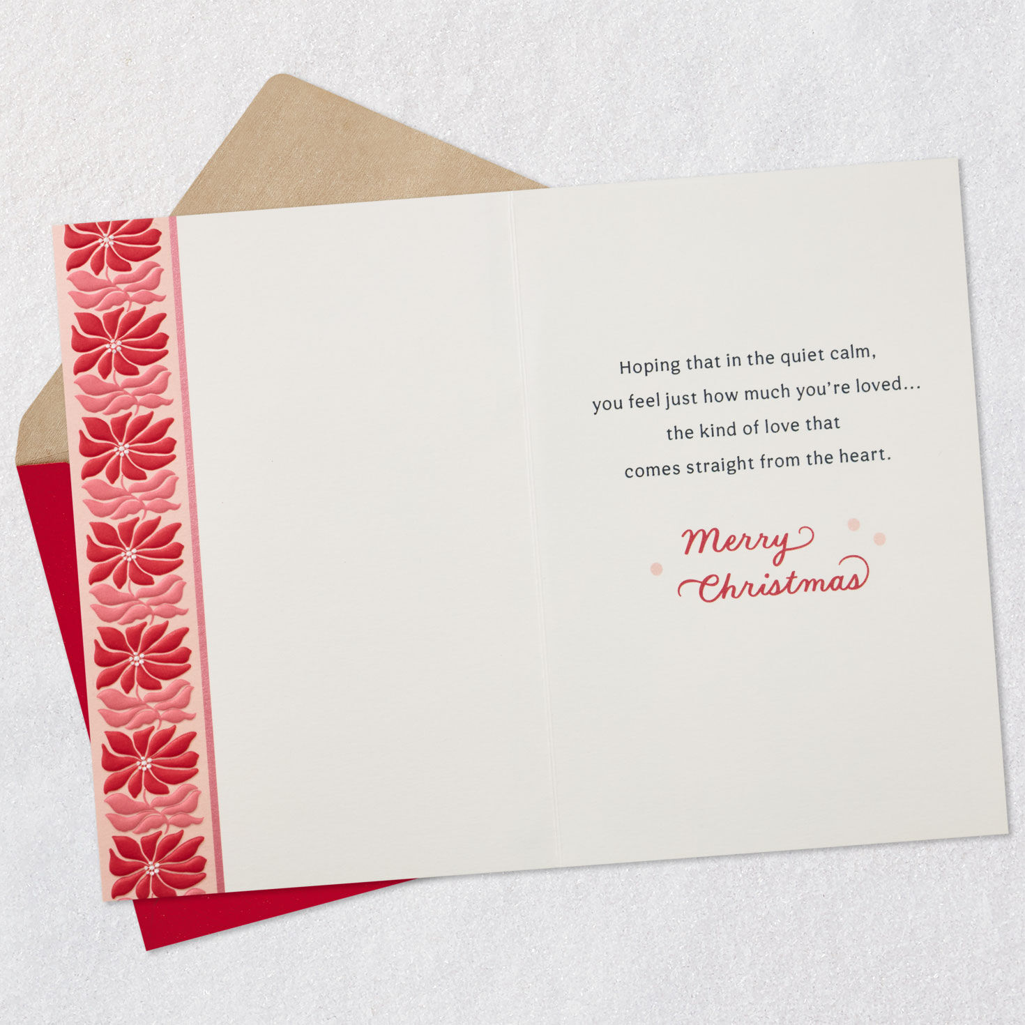 Red Poinsettia Christmas Card for Niece Open card with envelope image number 3