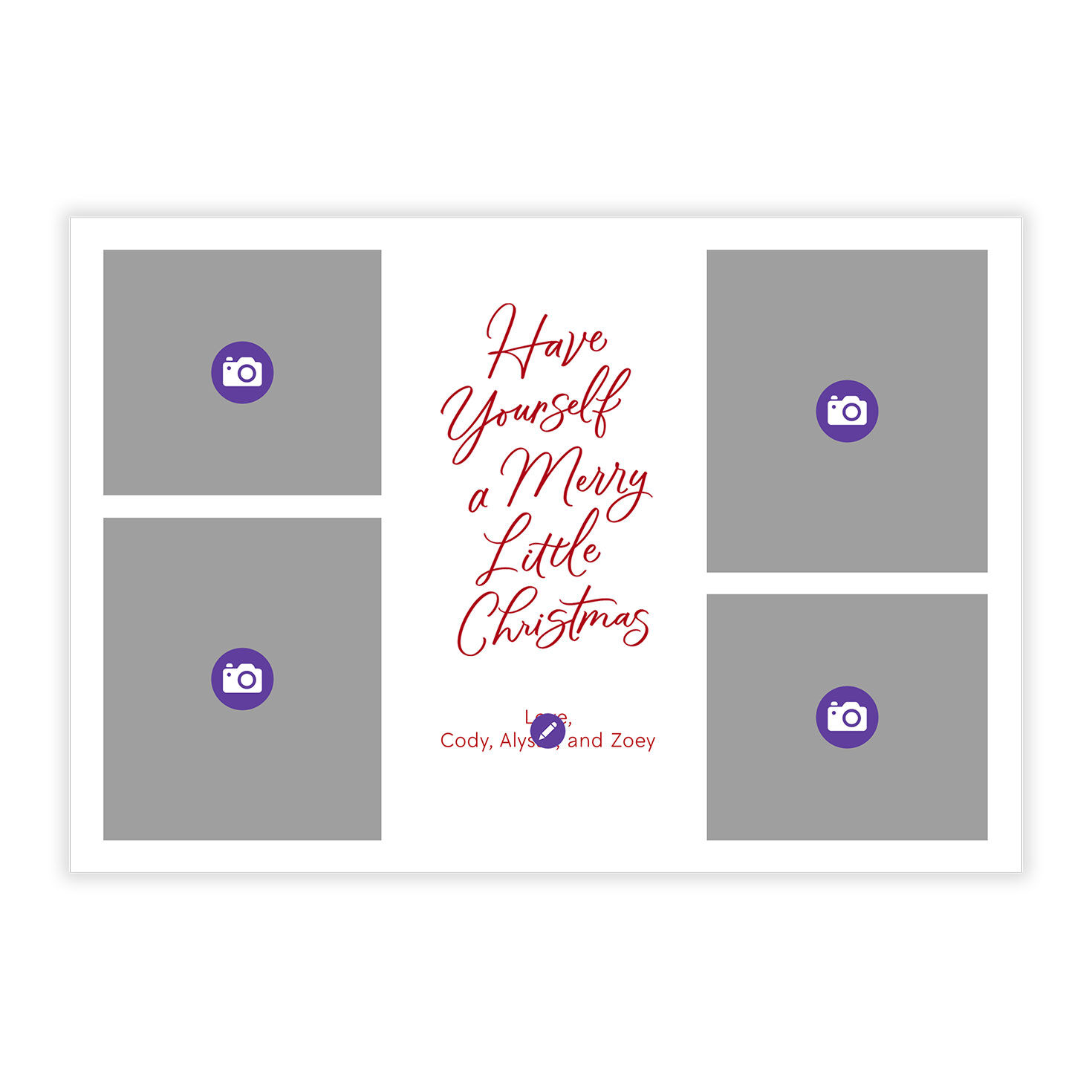 Merry Little Christmas Personalized Photo Card Card Front indicating personalization image number 5