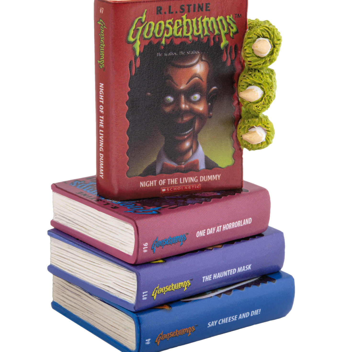 Goosebumps Stacked Books Christmas Ornament upclose detail image number 5