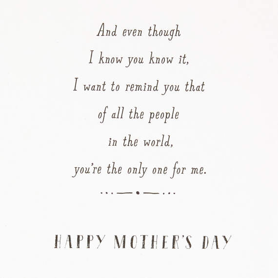 You're the Only One for Me Romantic Mother's Day Card, , large image number 3