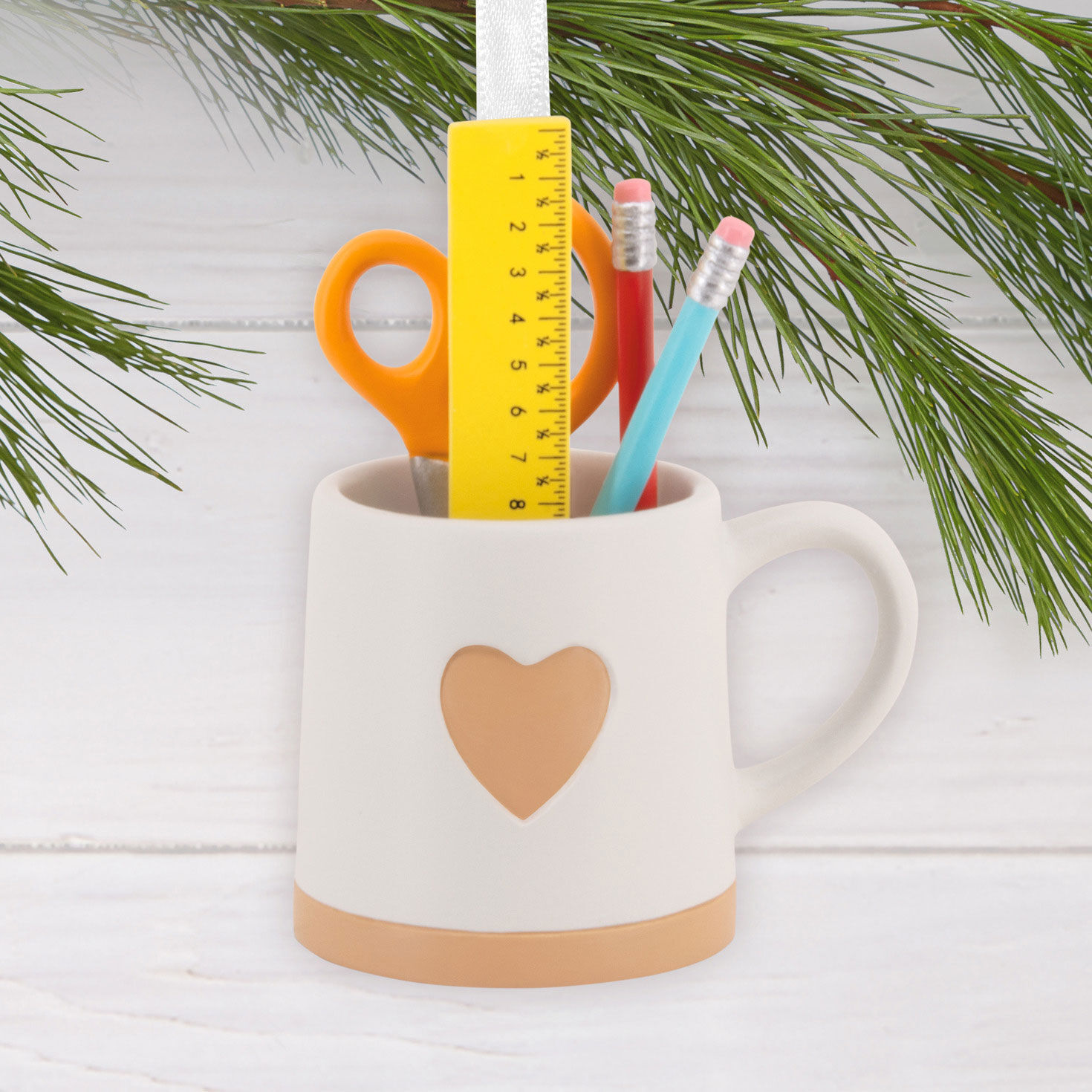 Teacher Coffee Cup With Tools Christmas Ornament hanging on tree image number 2