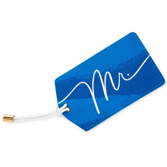 Mr. Blue Faux Leather Luggage Tag