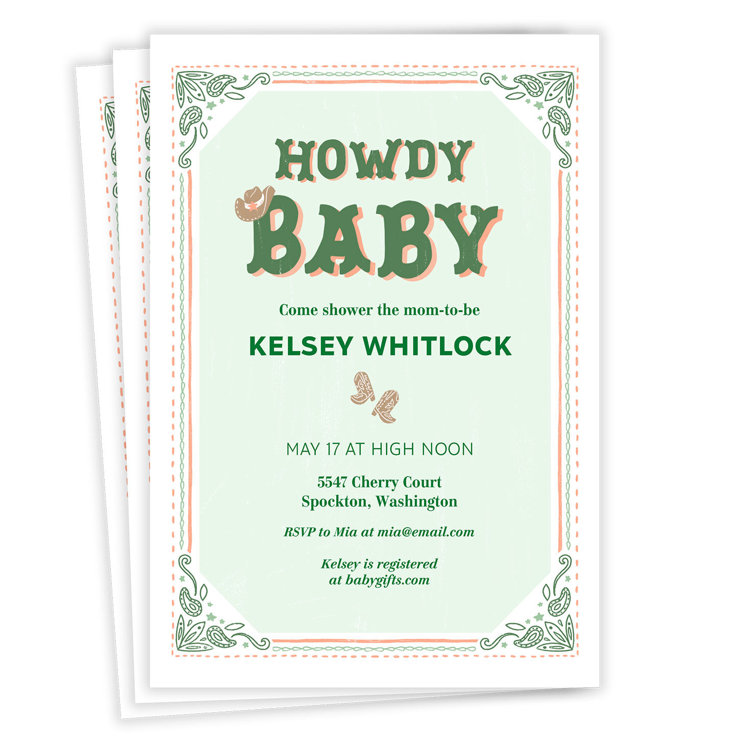 Howdy Cute Country Flat Baby Shower Invitation