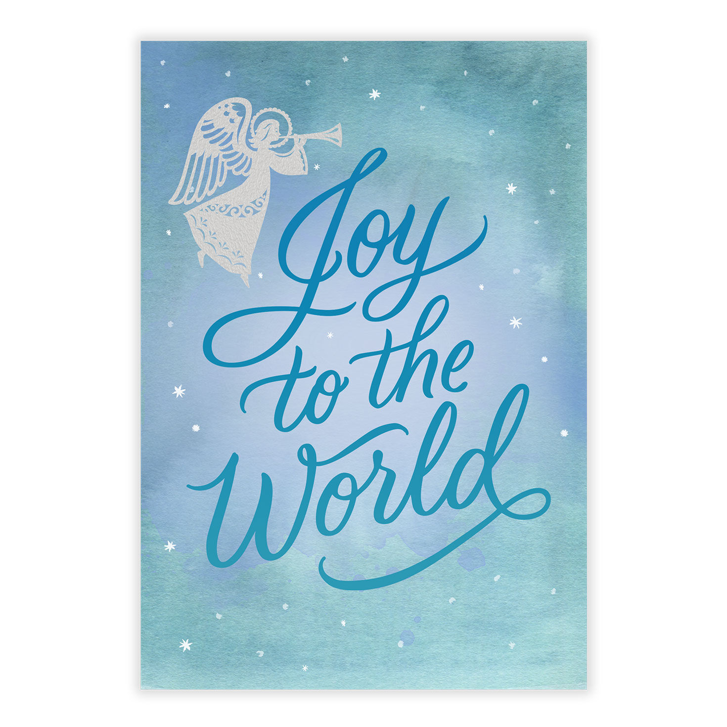 Blue Sky White Angel Personalized Christmas Card front image number 2