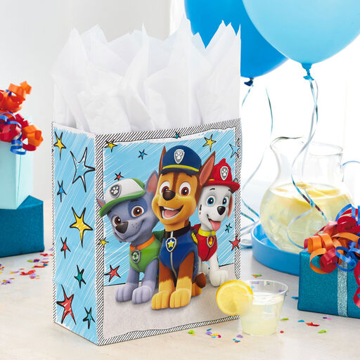 13" Paw Patrol™ Chase and Friends Blue Gift Bag, 