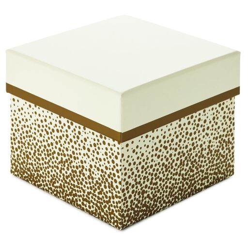 5" Square Champagne Bubbles on Ivory Gift Box, 