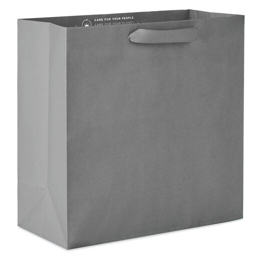 10.4" Large Square Gray Gift Bag, Gray