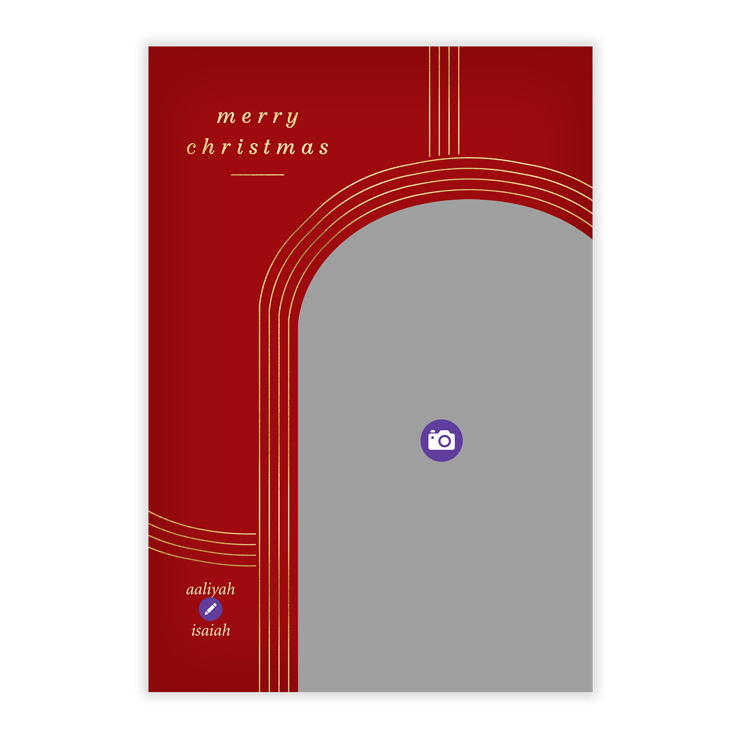 Gold Arch on Red Flat Christmas Photo Card, , large image number 5