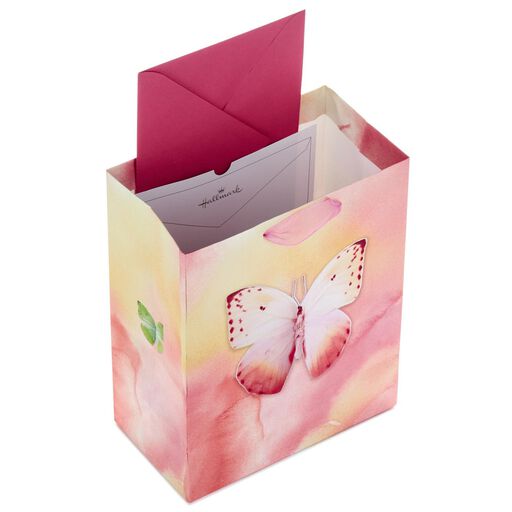 Butterfly on Watercolor Medium Gift Bag With Tissue, 9.6", 