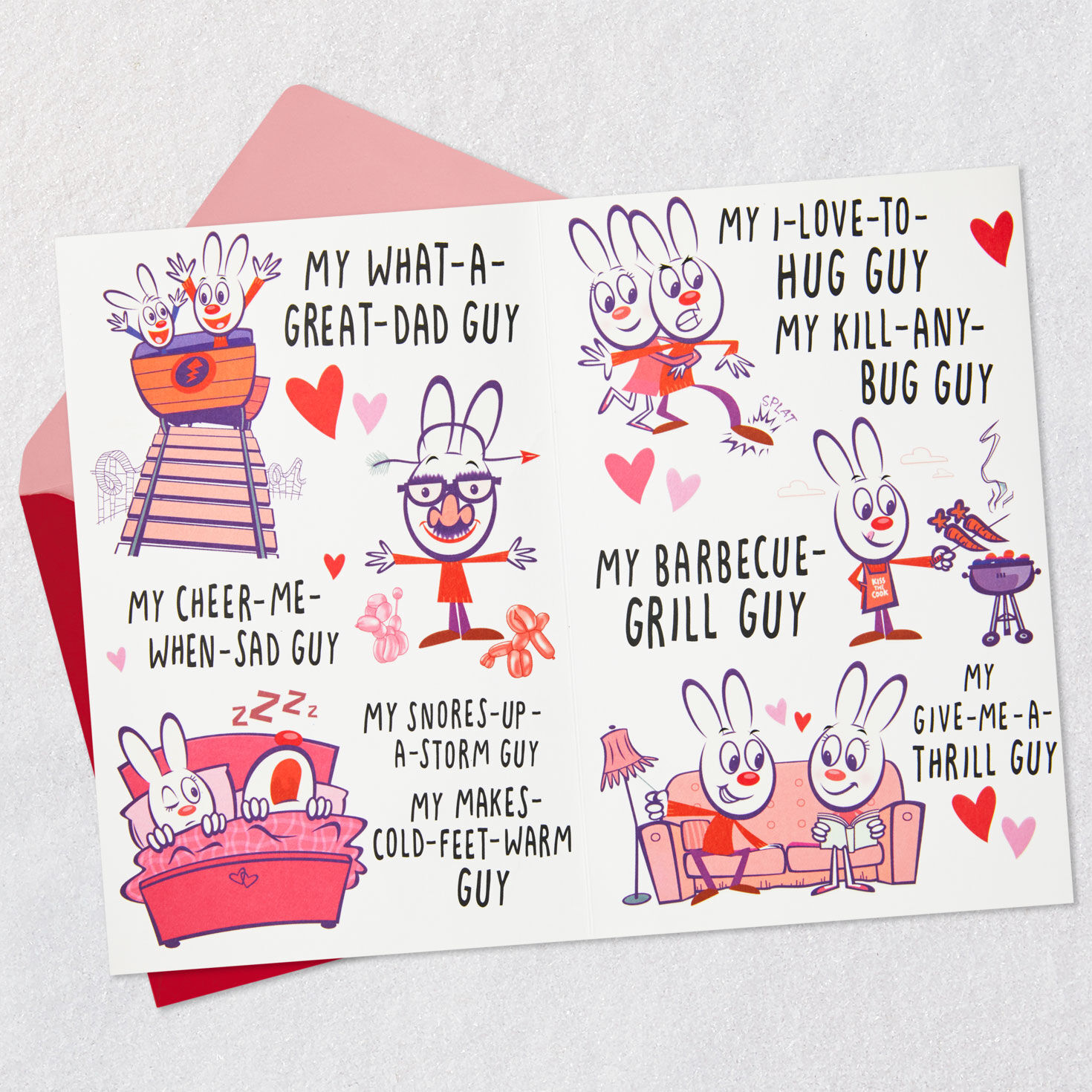 Rabbits in Heart Pop-Up Valentine's Day Card for Husband Open card with envelope image number 5