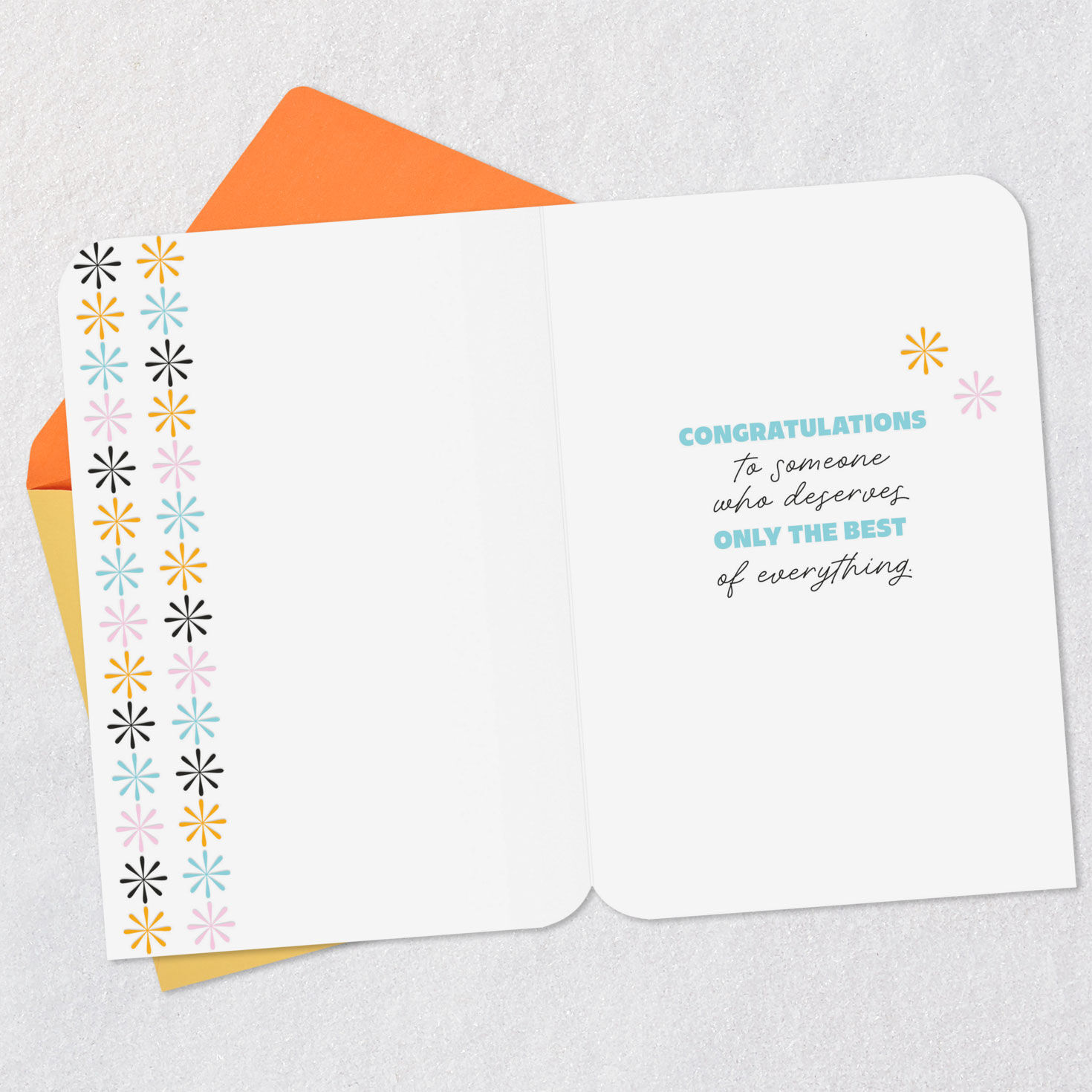 Stars on Green Congratulations Card Open card with envelope image number 3