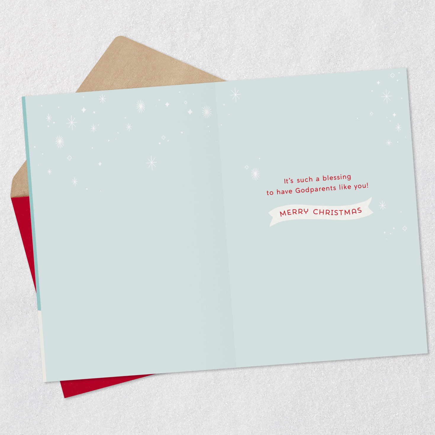 Tree and Critters Christmas Card for Godparents Open card with envelope image number 3