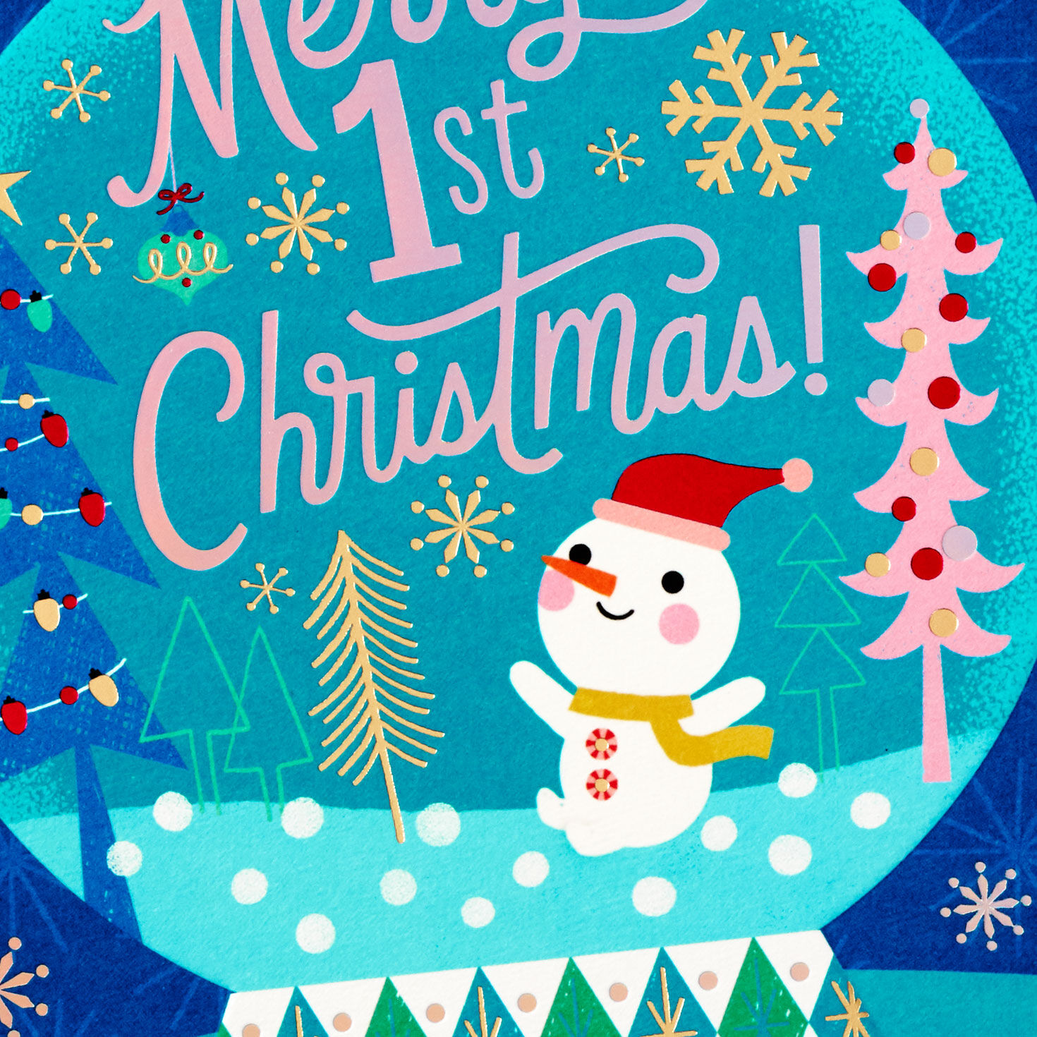 Snowglobe Baby's First Christmas Card for Granddaughter Card Front Detail image number 4