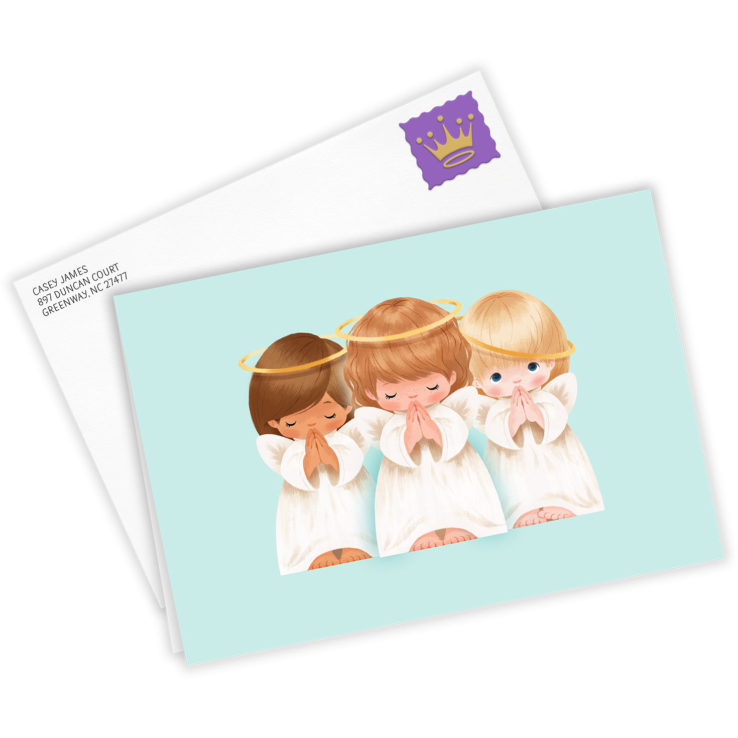 Sweet Blessings Angels Custom Christmas Card, , large image number 2