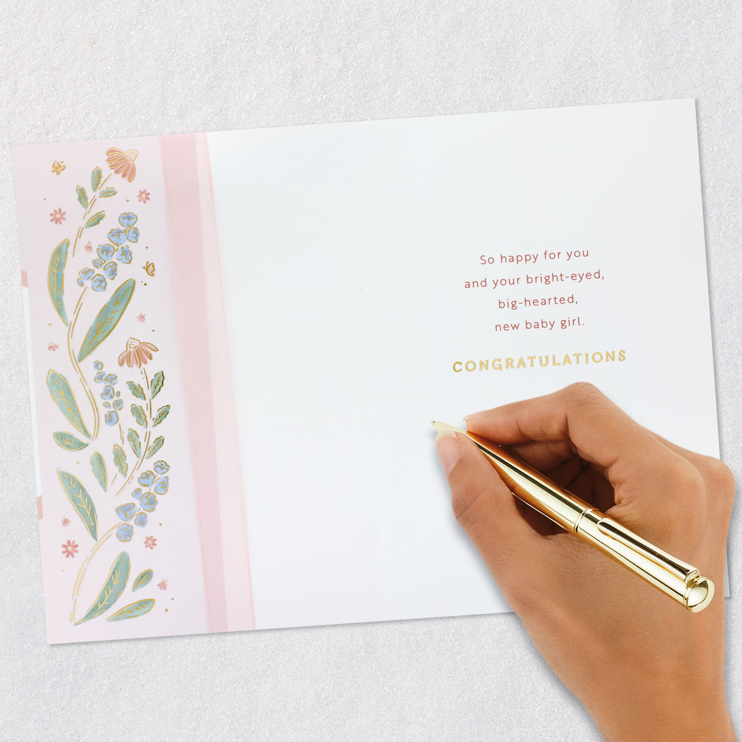 Bunny Floral New Baby Girl Card Signing card image number 6