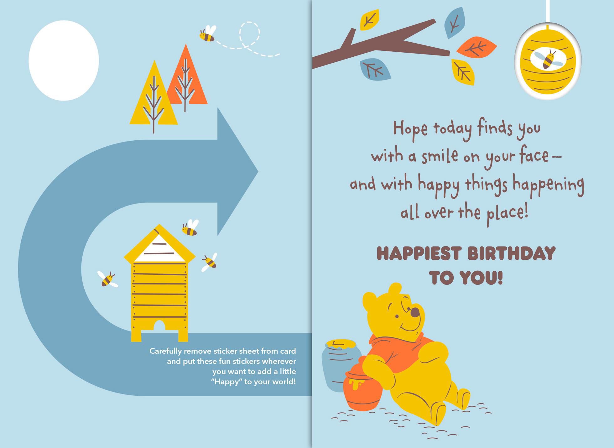 Winnie the Pooh Birthday Card for Boy With Stickers