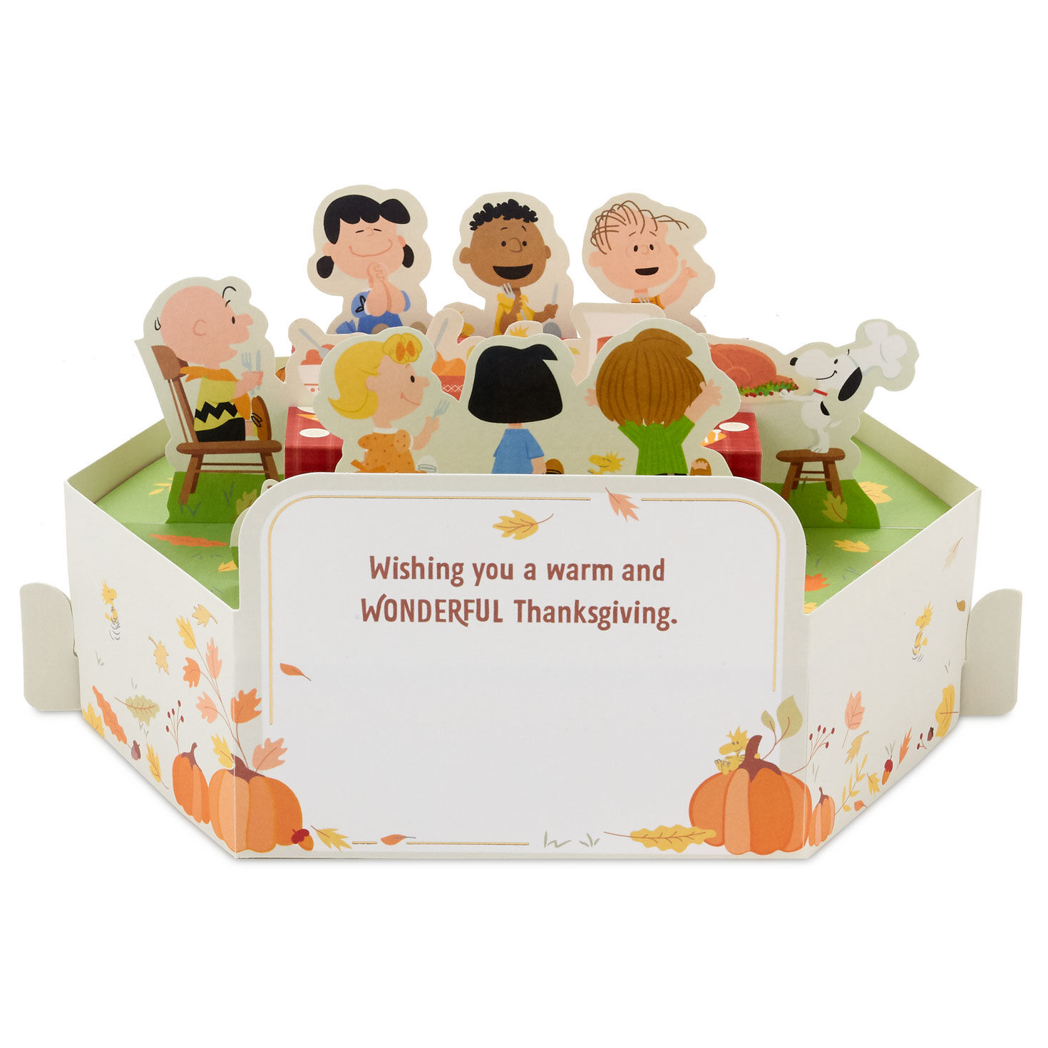 Peanuts Dinner Table 3D Pop-Up Thanksgiving Card sentiment image number 2