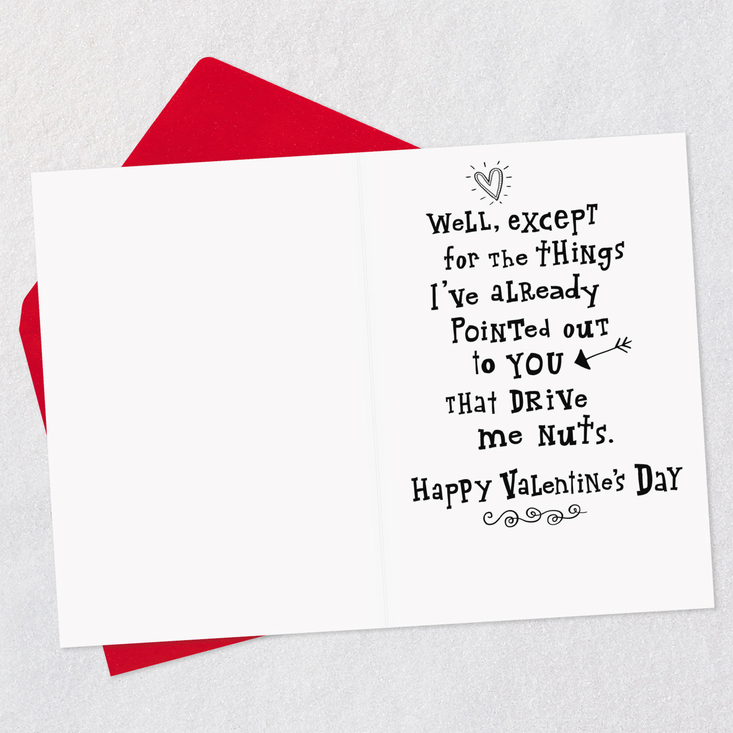 Hearts and Arrows Red Romantic Valentines Day Card Open card with envelope image number 3