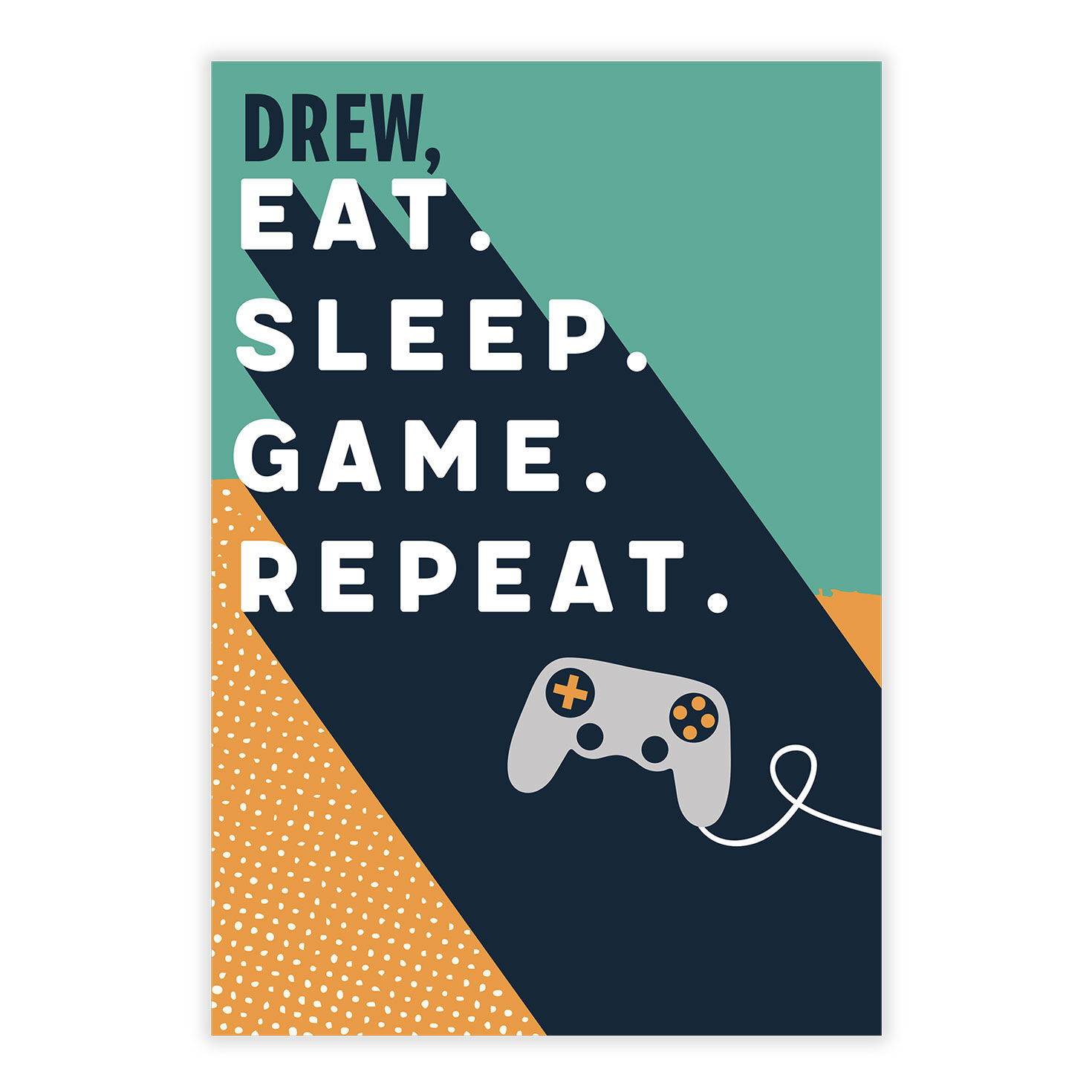 Eat Sleep Game Repeat Personalized Card front image number 2