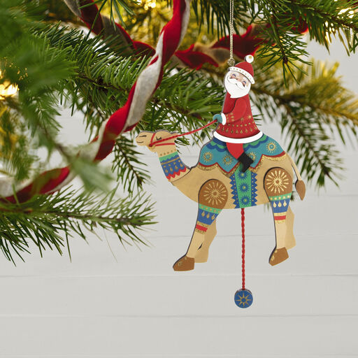 Pull-String Camel With Santa Wood Ornament, 
