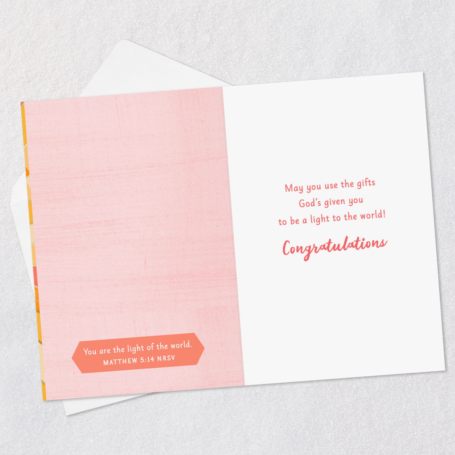 Stained Glass Sun Rays Confirmation Card for Her Open card with envelope image number 4