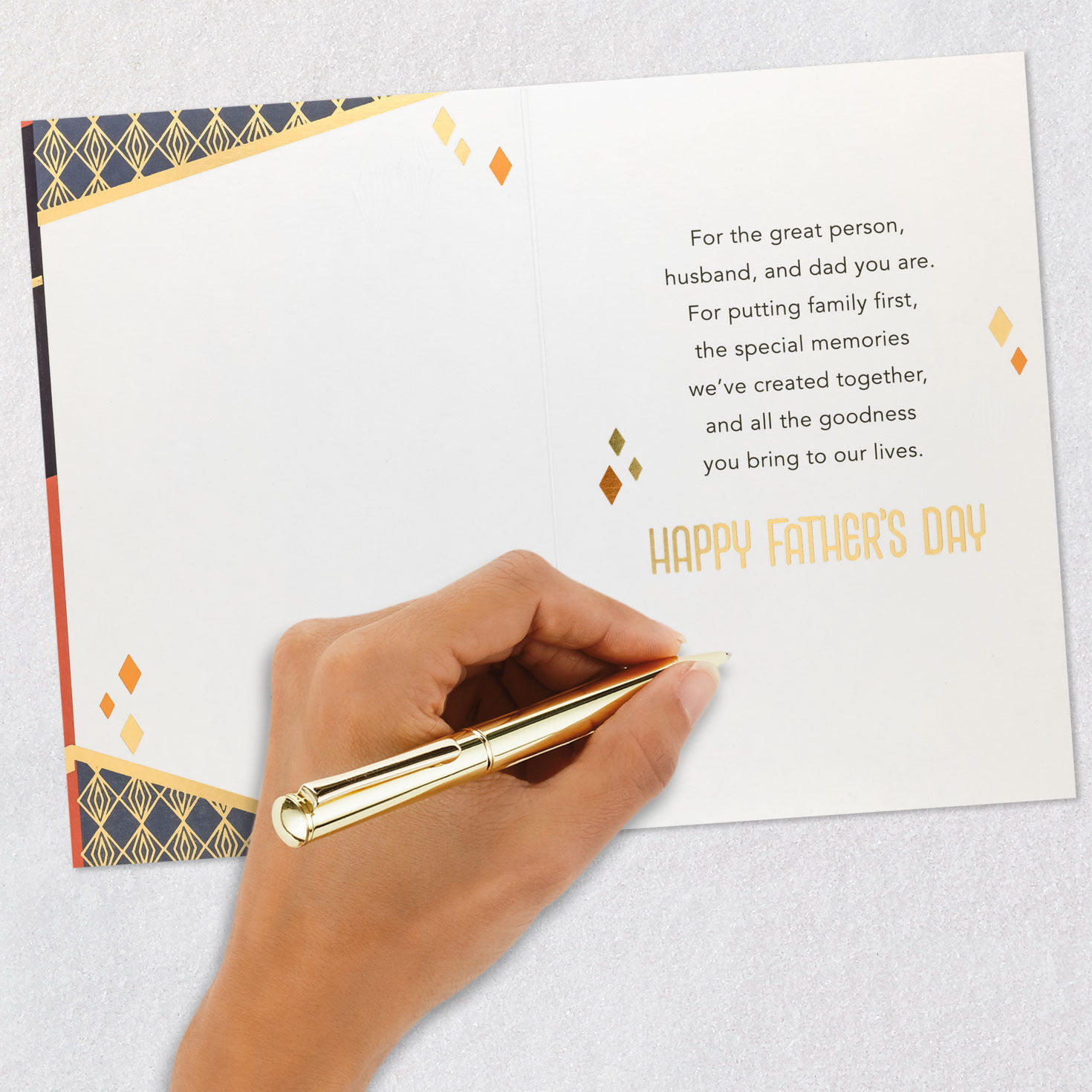 Warm Diagonal Bands Son-in-Law Father's Day Card signing card image number 6