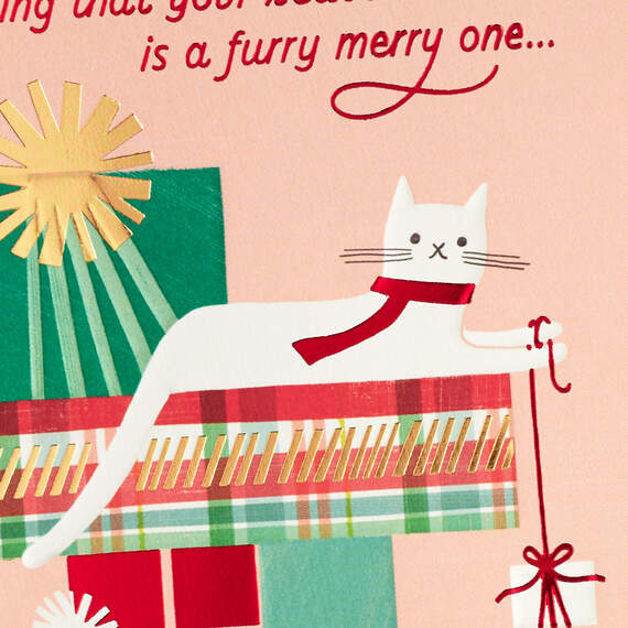 Furry Wishes Christmas Card From Cat, , large image number 4