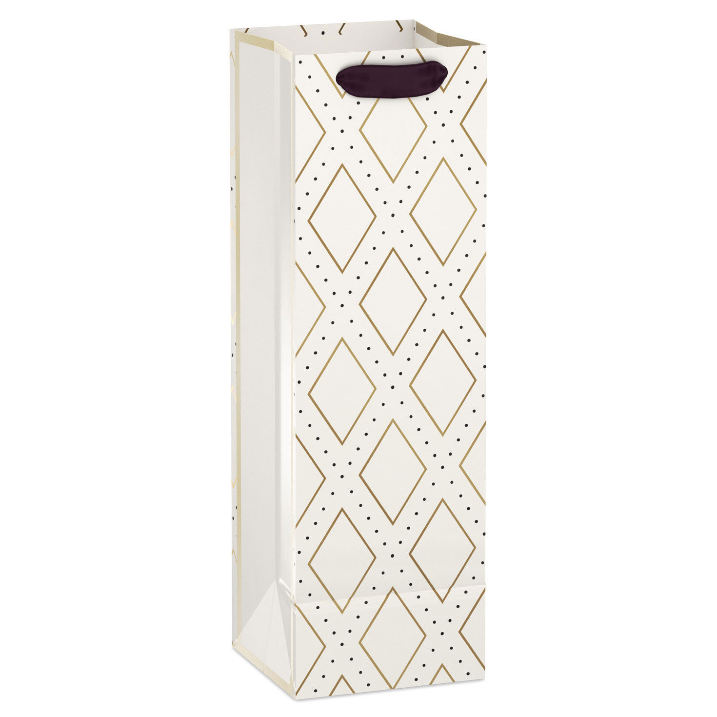 Gold Diamonds and Dots on Cream Wine Bag back image number 6