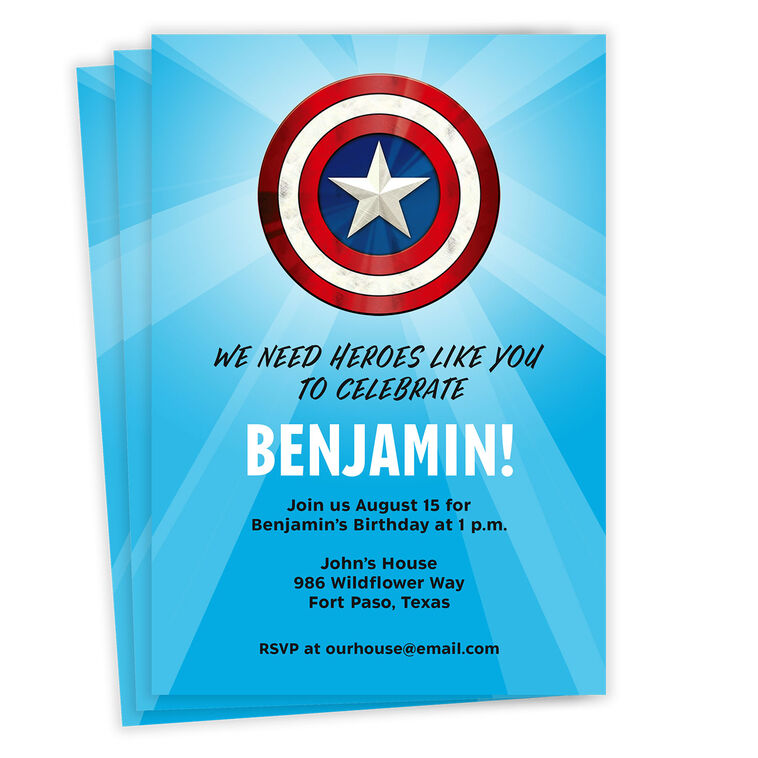Marvel Captain America We Need Heroes to Celebrate Flat Birthday Invitation