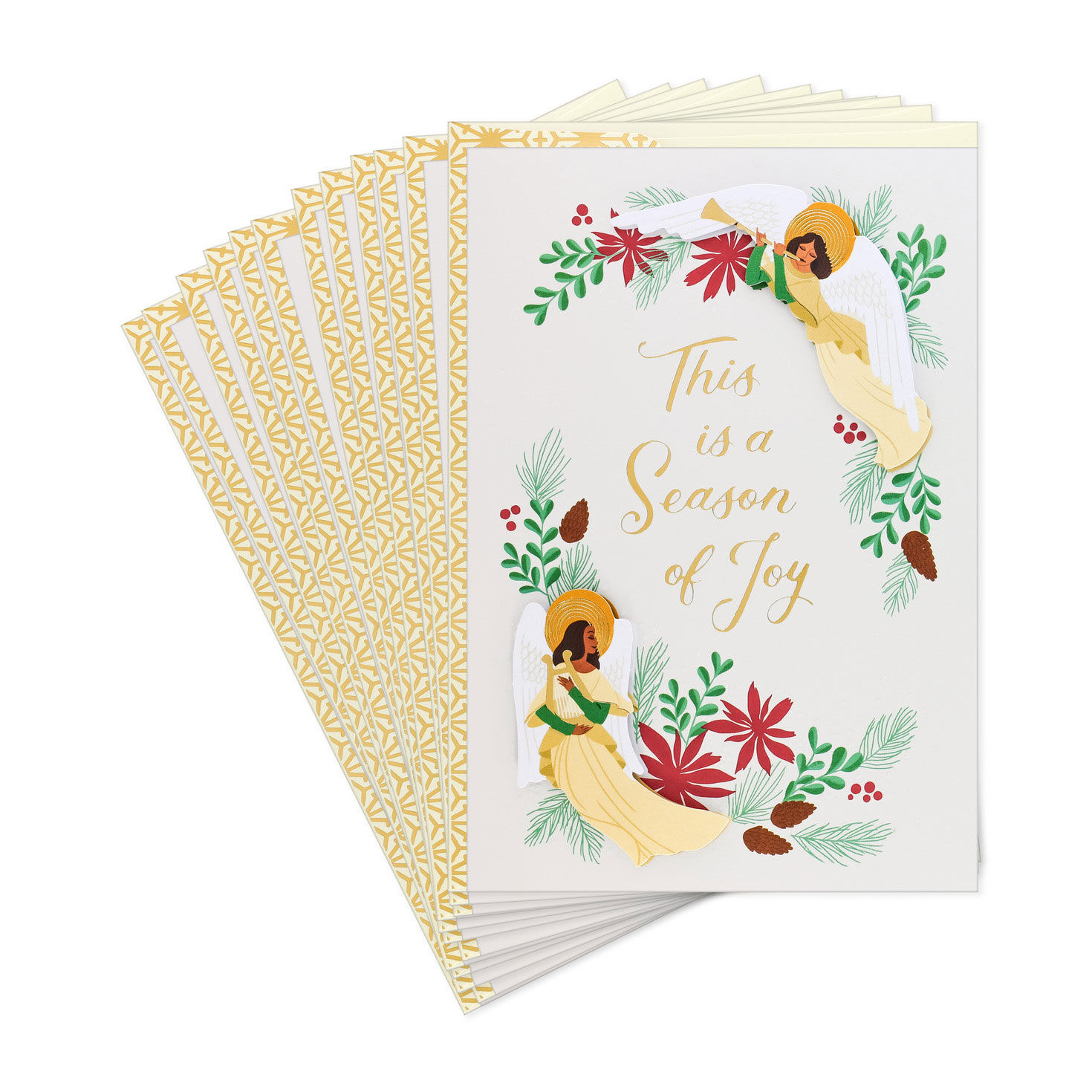 Angels and Flowers Boxed Christmas Cards front stacked image number 2