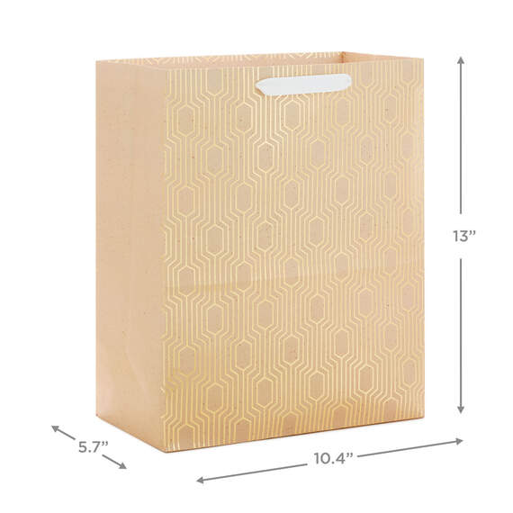 13" Gold Geometric on Tan Large Gift Bag, , large image number 3