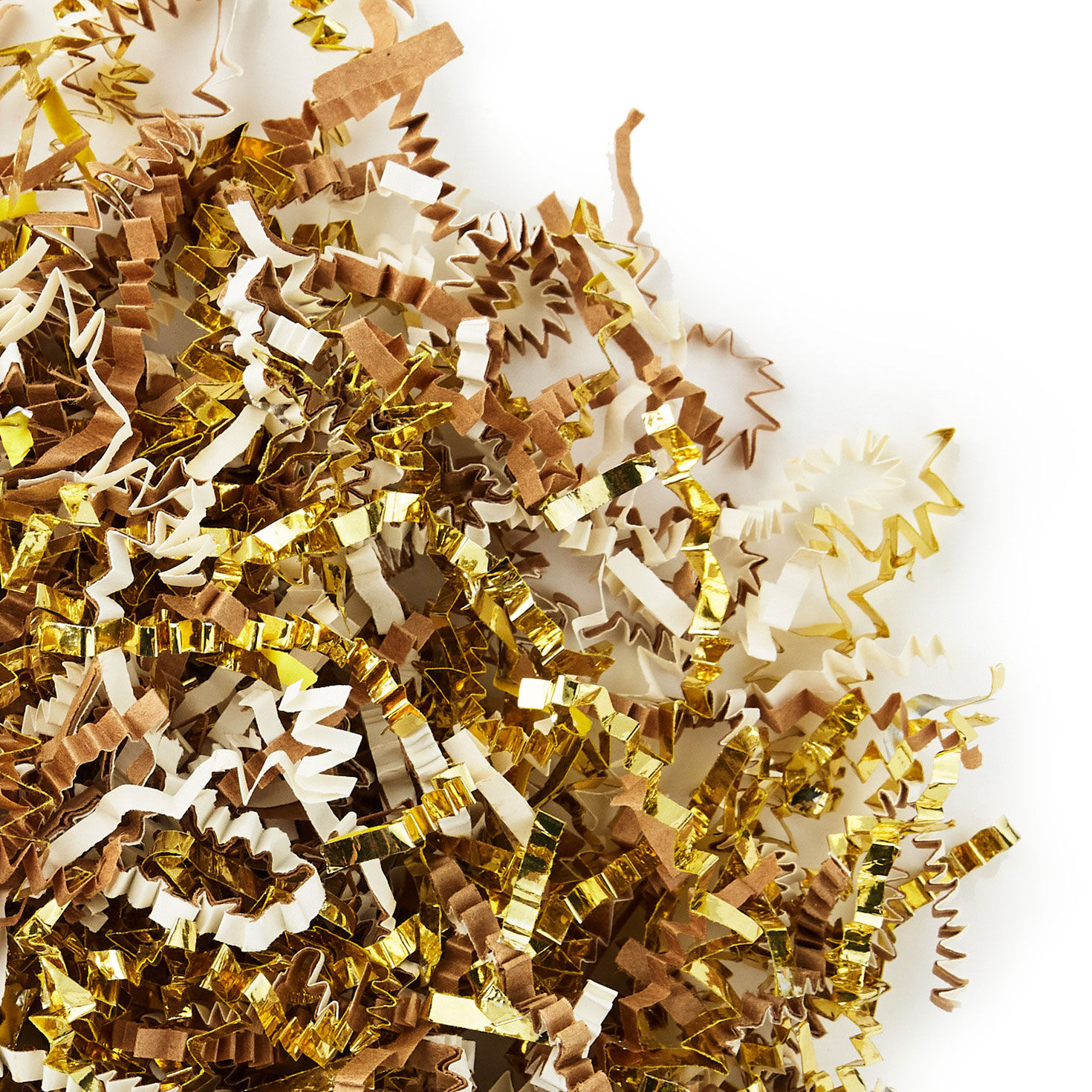 Gold, White and Kraft Holiday Shredded Paper Fill closeup view image number 2