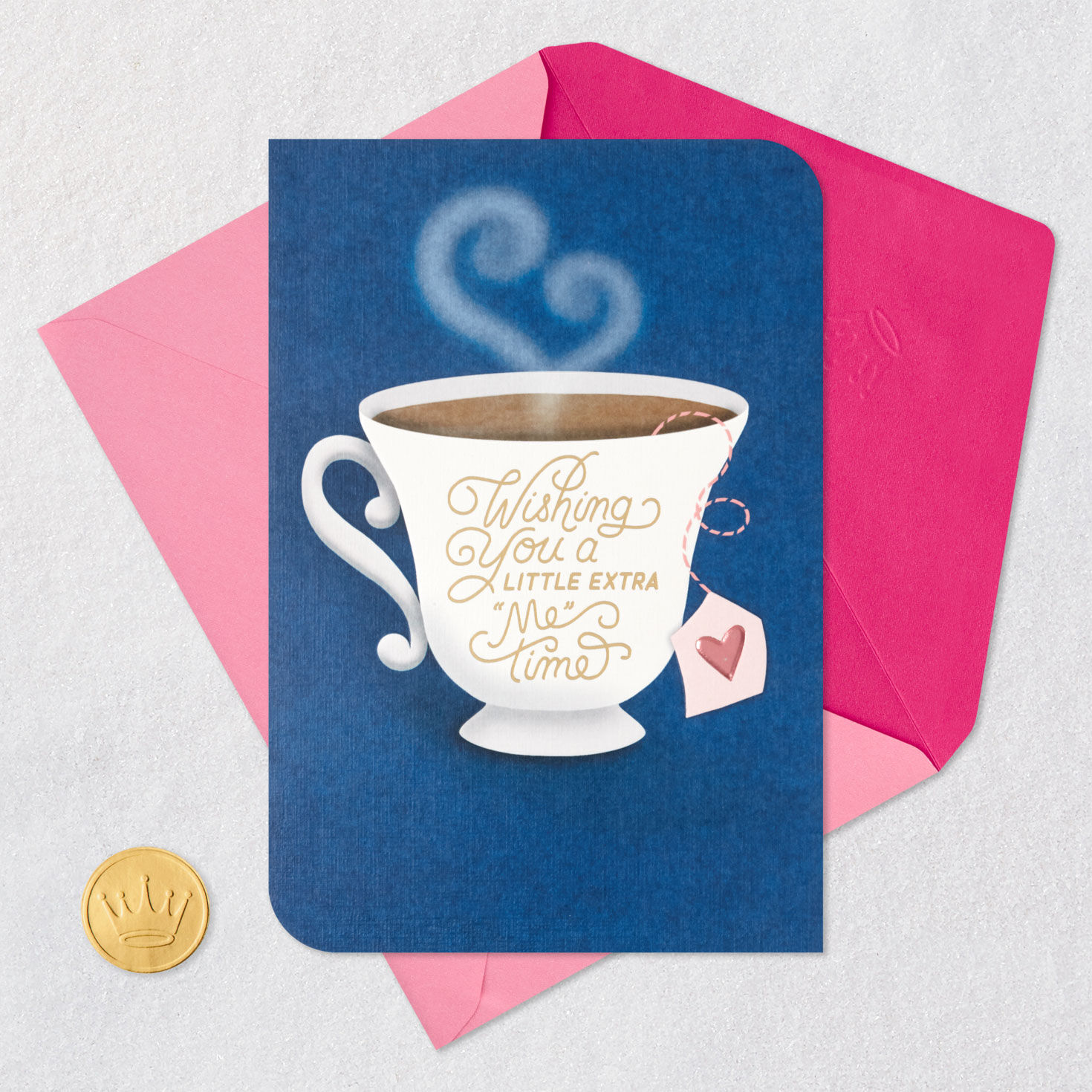 Mug of Tea on Blue Mother's Day Card Card Front with Envelope and Gold Seal image number 6