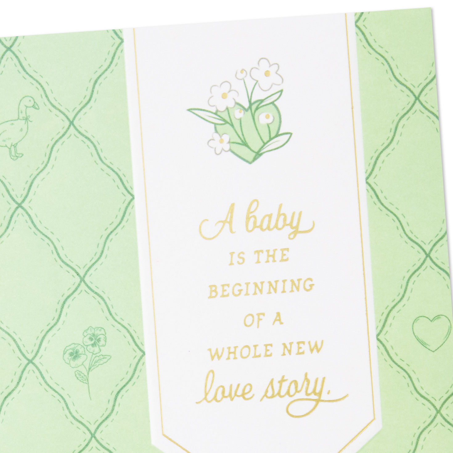 Vintage Mint Green New Baby Congrats Card Card Front Detail image number 4