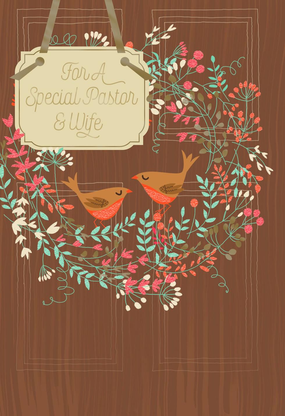 Birds and Wreath Pastor and Wife Appreciation Card