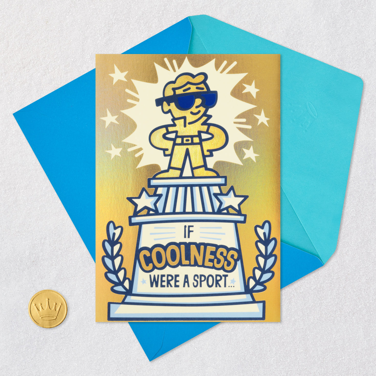 Boy Trophy With Stars Birthday Card for Kids Card Front with Envelope and Gold Seal image number 5