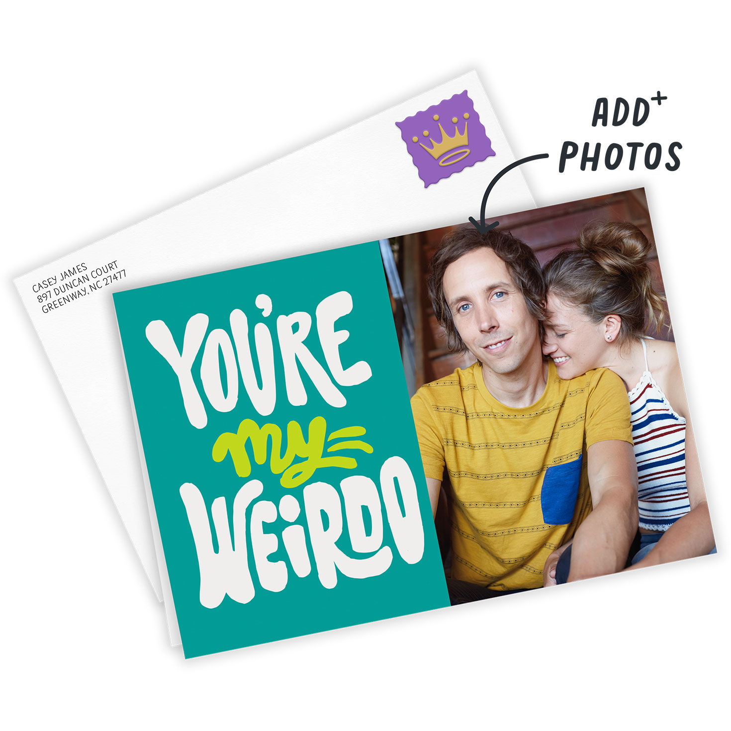 You're My Weirdo Personalized Love Card Card Front with Envelope image number 2
