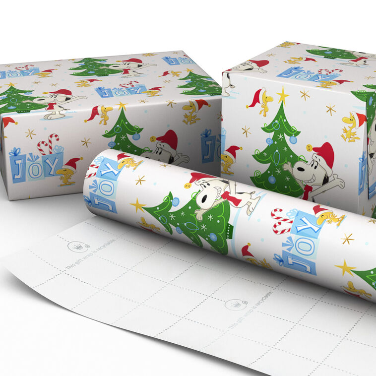 Peanuts® Santa Snoopy and Woodstock on White Christmas Wrapping Paper Roll, 25 sq. ft., , large image number 2
