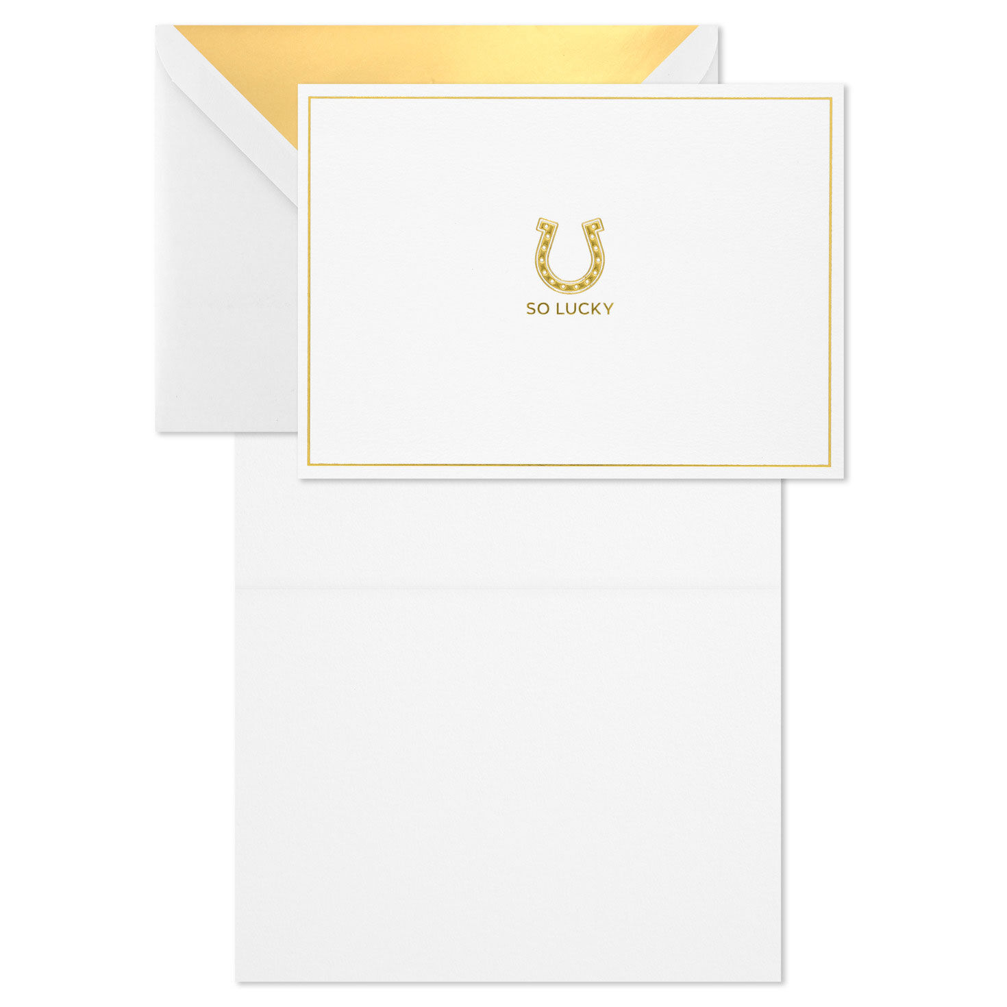 Lucky Horseshoe Boxed Blank Note Cards Pack Card Front with open card image number 3