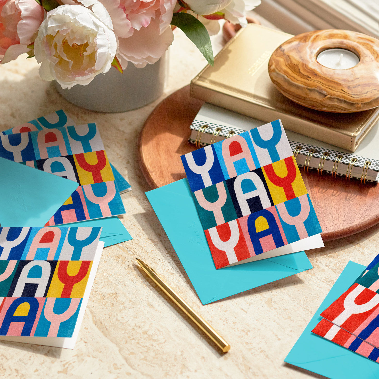 Yay Grid Blank Thank You Note Cards Pack in use image number 6