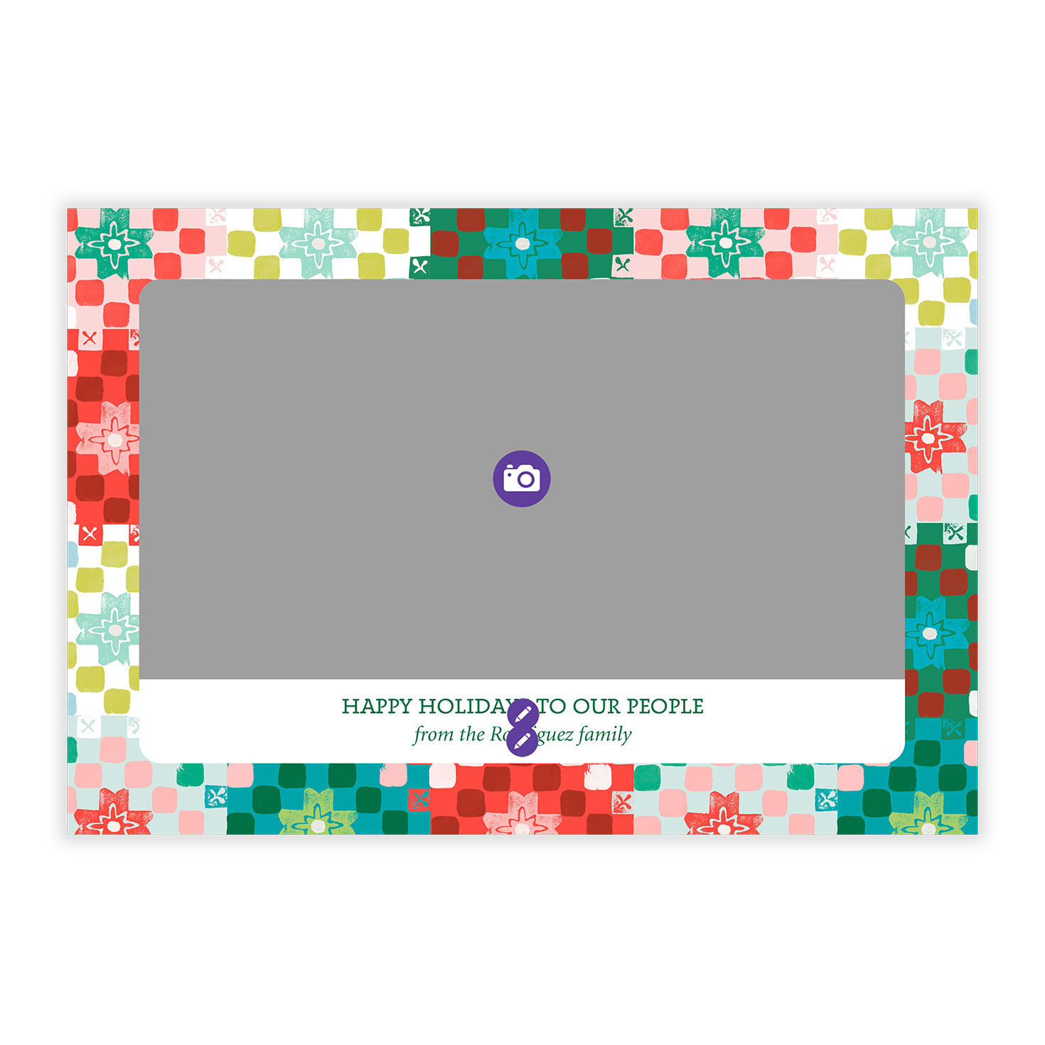 Colorful Patchwork Quilt Flat Holiday Photo Card, , large image number 5