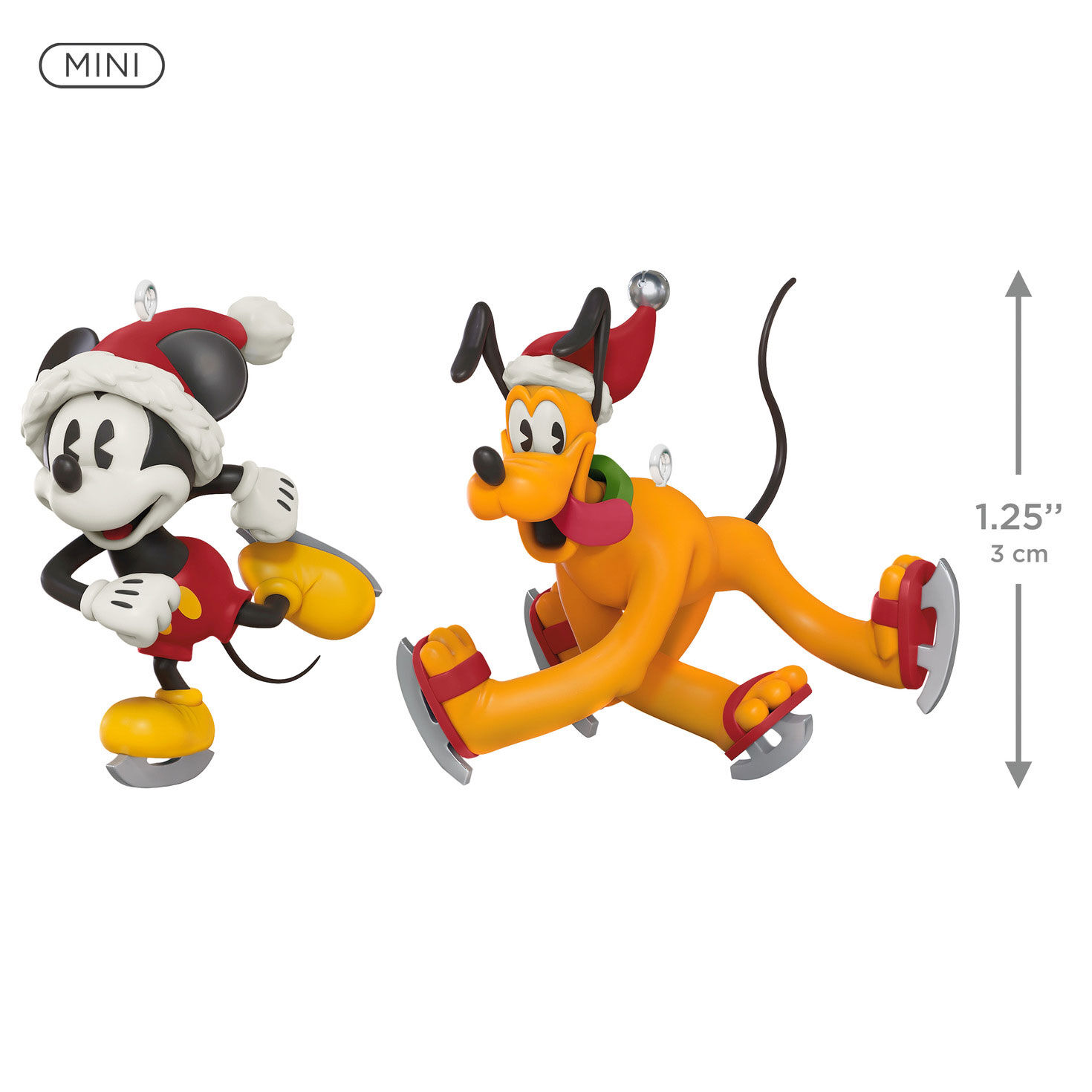 Mickey Pluto Skating Two Mini Keepsake Ornaments measurement image number 3