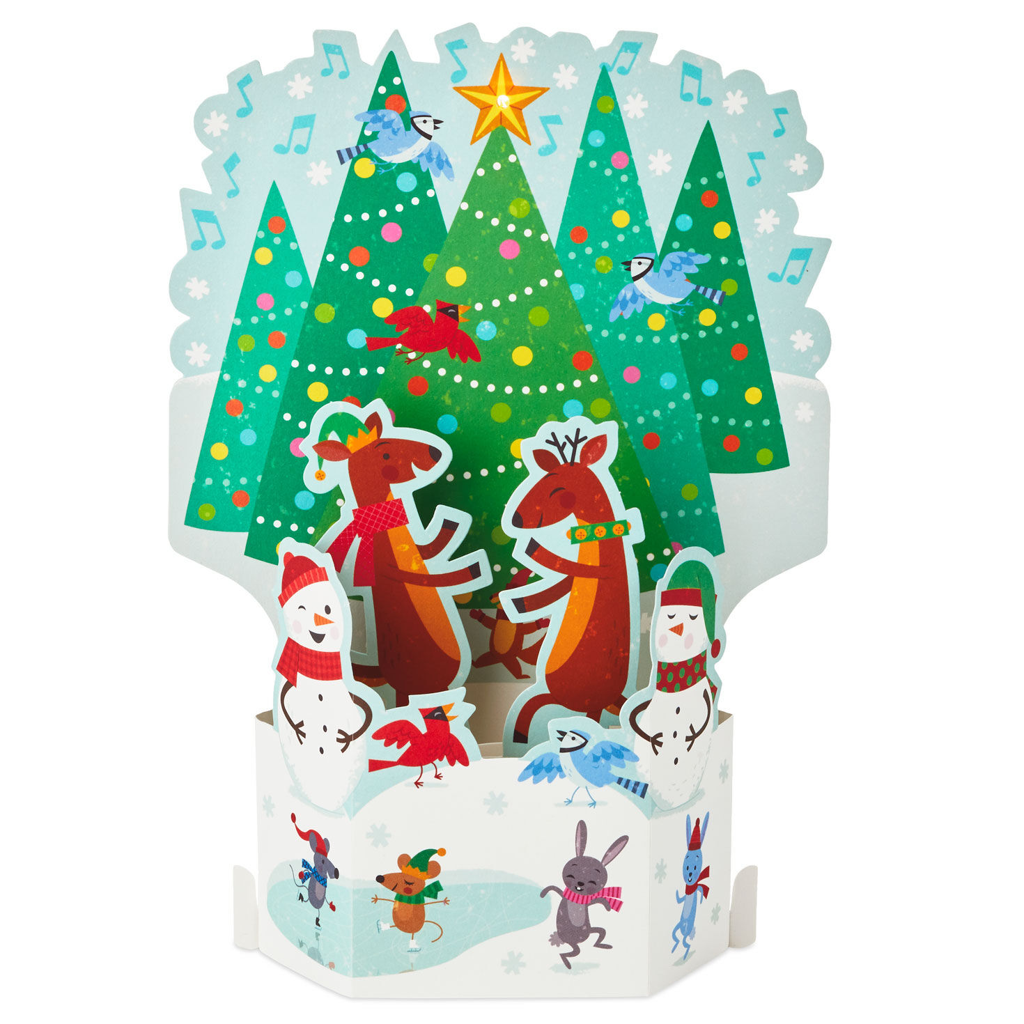 Snowman 3D Musical Christmas Card With Lights Card Back image number 2