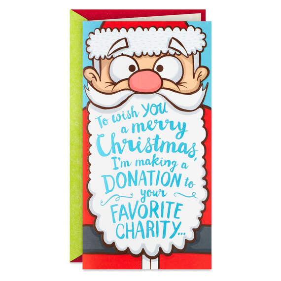Favorite Charity Santa Funny Pop-Up Money Holder Christmas Card, , large image number 1