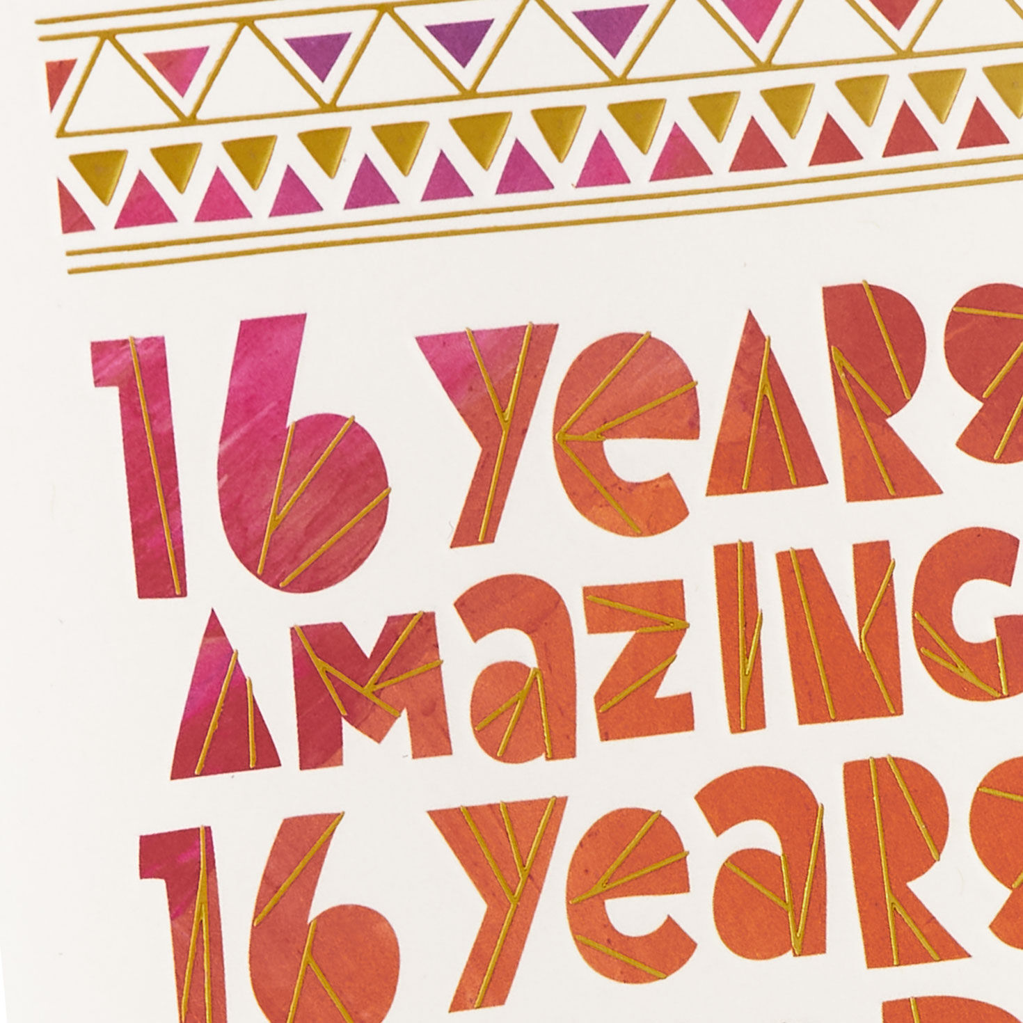 Red and Orange Lettering 16th Birthday Card Card Front Detail image number 4